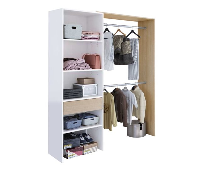 Armario vestidor Natural/ Blanco