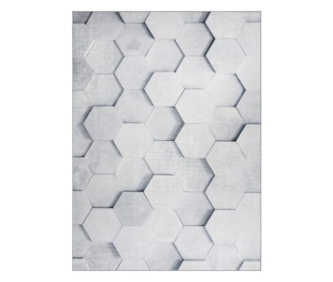 Alfombra lavable ANDRE 1180 Panal Hexágono 3D 120x170 Gris