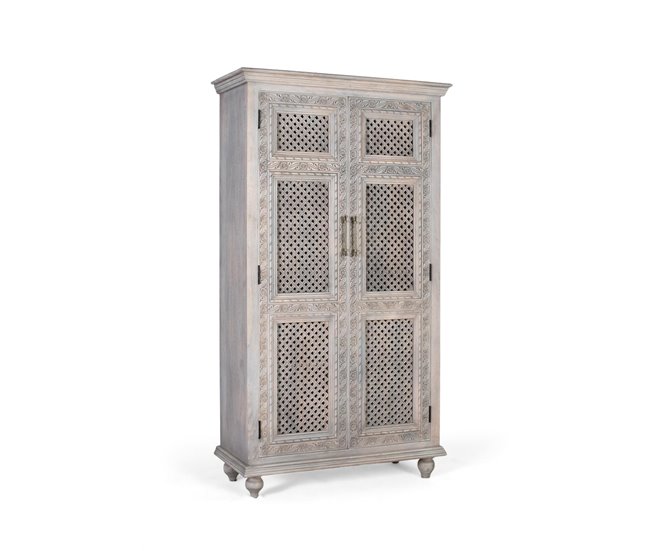 Armario de 2 puertas en madera maciza de mango Blanco