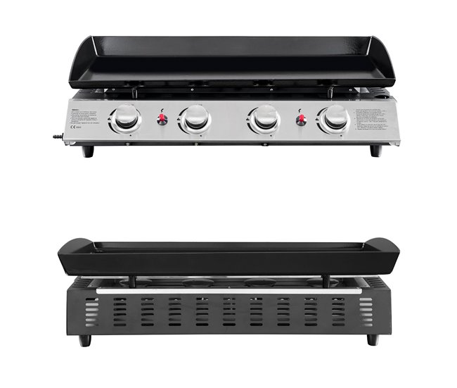 Plancha de gas VALENCIA - 4 quemadores 10kW Negro