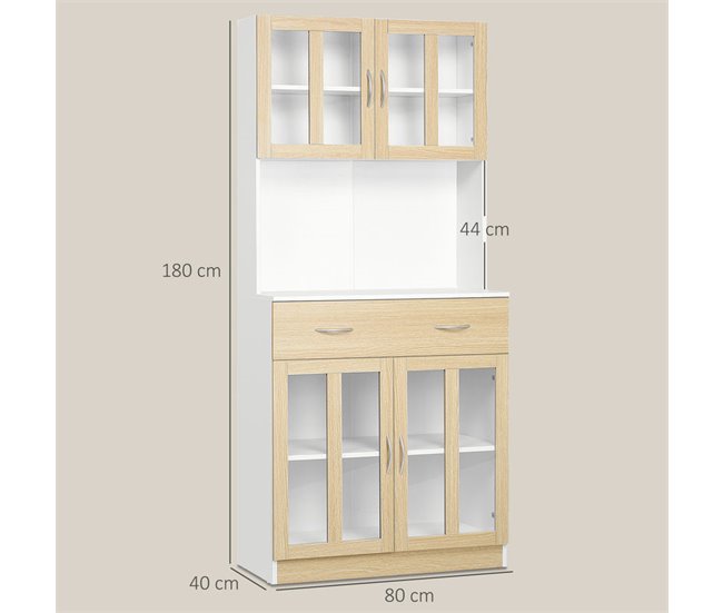 Alacena de Cocina Melamina de Madera HOMCOM, hogar - cocina Blanco/ Madera