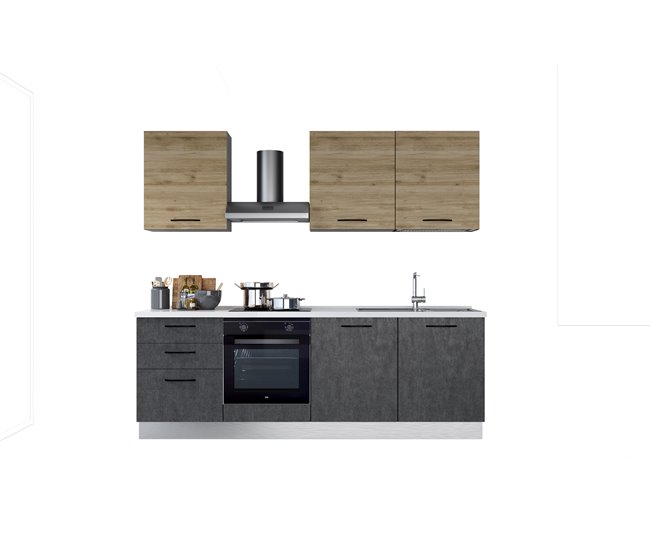 Cocina GILDA 2.0 derecha Madera/ Gris Oscuro