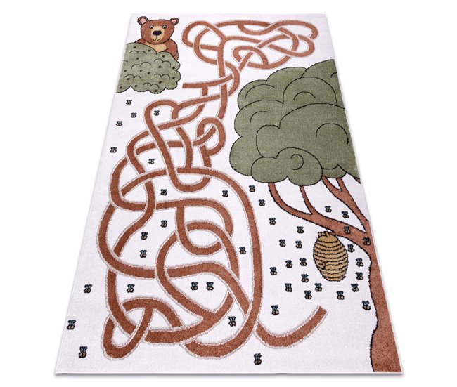 Alfombra FUN Honey para niños oso abejas 240x330 Blanco