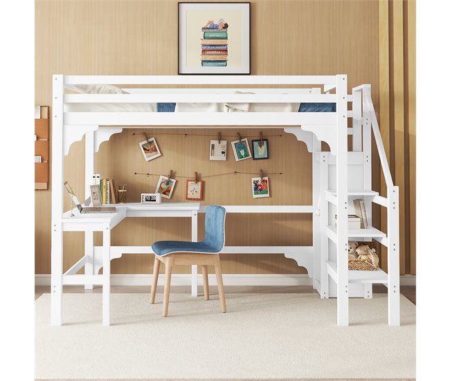 Cama alta para niños Blanco