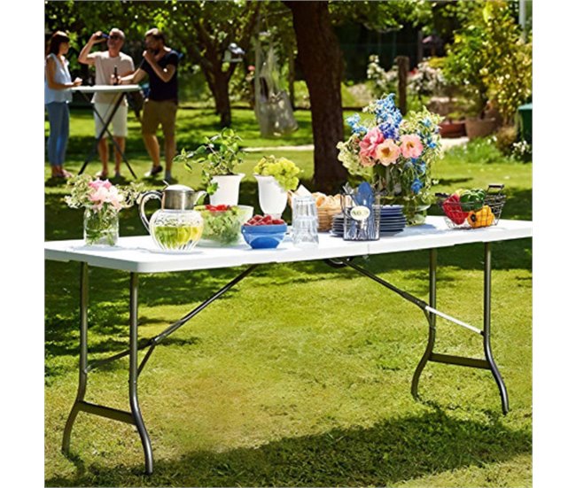 Pack 2 Mesas Plegables Rectangular Catering 7house 240x74 Blanco