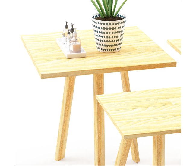 Set de 3 mesas auxiliares Masku cuadradas pino 30x30 Pino