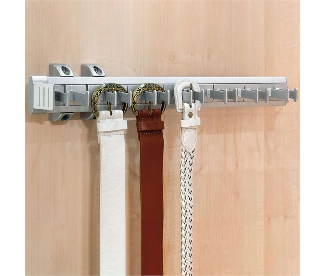 Porta Cinturones Self Extraíble Organizador Armario Gris
