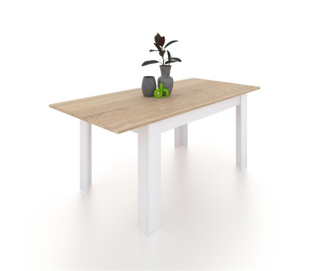 Mesa de comedor extensible Danna 123x75 Blanco/ Madera