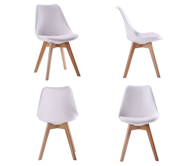 Mesa extensible Helga 120, 6 sillas Nora Blanco