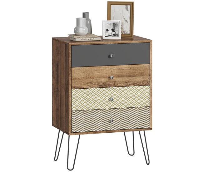 Cómoda Melamina de Madera, Acero HOMCOM Marron