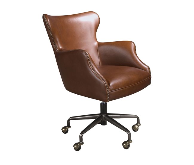 ANGEL CERDA Sillón giratorio piel marrón oscuro Aluminio