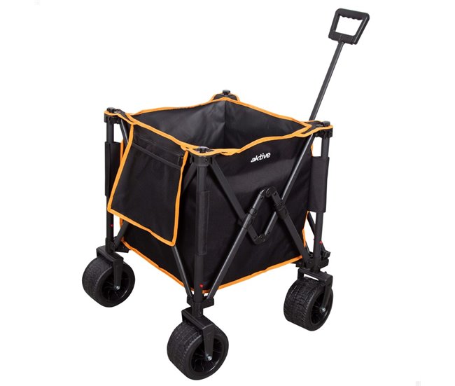 Aktive Carro playa plegable c/ruedas grandes 360º Negro