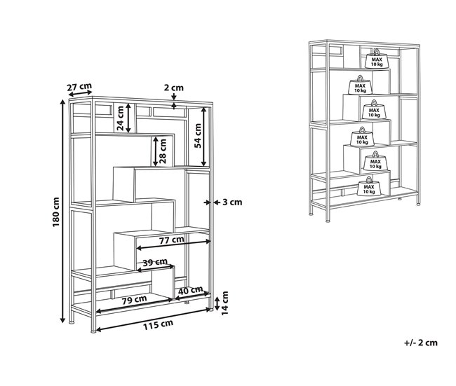 Estantería de 6 baldas LED de madera DAVEN Marron
