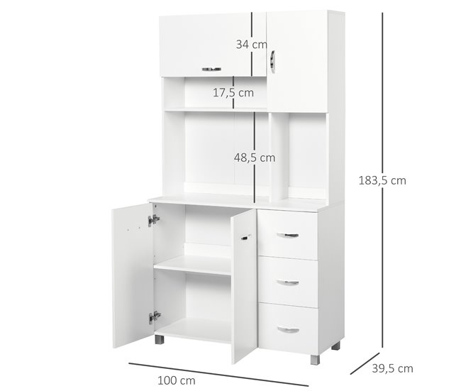 Alacena de Cocina Melamina de Madera HOMCOM, hogar - cocina 100 Blanco
