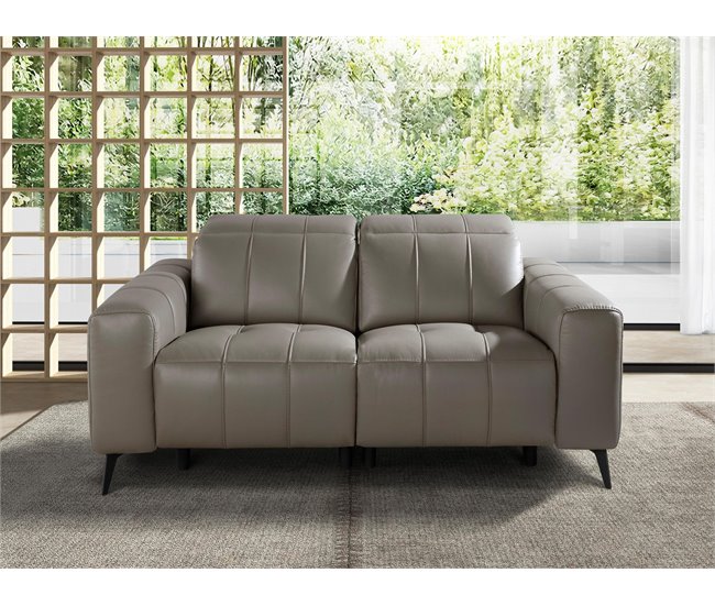 ANGEL CERDA Sofá relax 2 plazas piel gris Gris