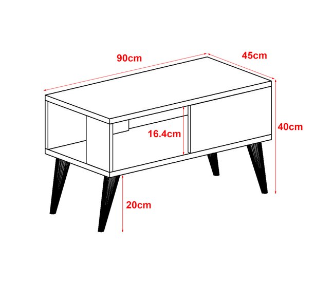 Mesa de centro Ludvika aglomerado/plástico 90x45 Roble