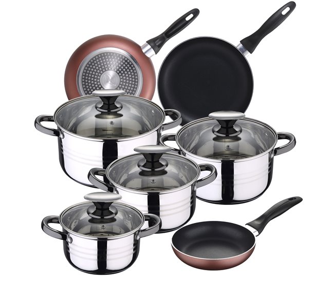 Bateria de cocina 8 piezas  y  juego de sartenes Multicolor