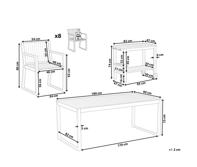 Beliani Conjunto de comedor SASSARI Madera Clara