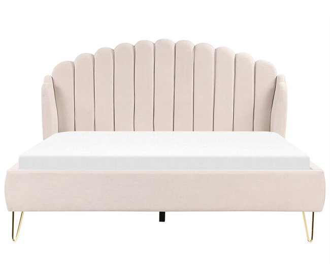 Beliani Cama con somier Poliéster AMBILLOU 197x214 Beige
