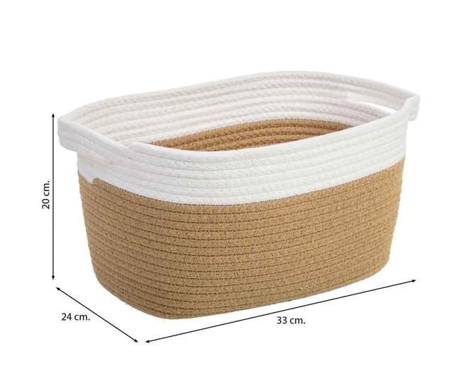 Cesto trenzado de cuerda de algodón Blanco