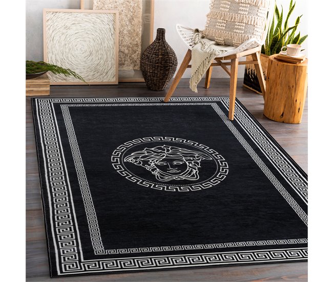 Alfombra lavable ANDRE 2031 Marco medusa griego 120x170 Negro