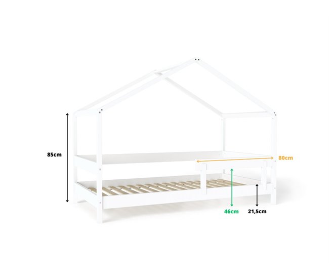 YappyHytte Cama cabina infantil de madera 80x169 Blanco
