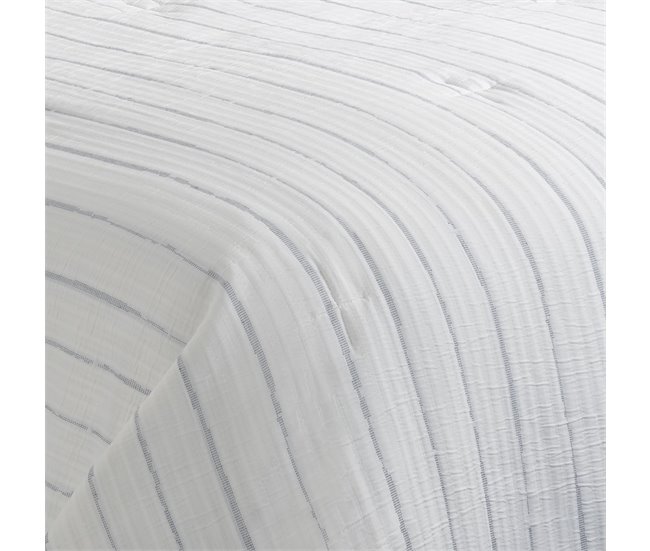 Colcha Bouti Jacquard y Funda De Cojín Arte Blanco/ Gris