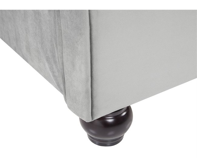 Beliani Cama con somier Terciopelo AVALLON 233x192 Gris Claro