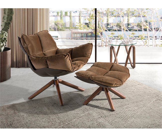 ANGEL CERDA Ottoman terciopelo marrón Nogal