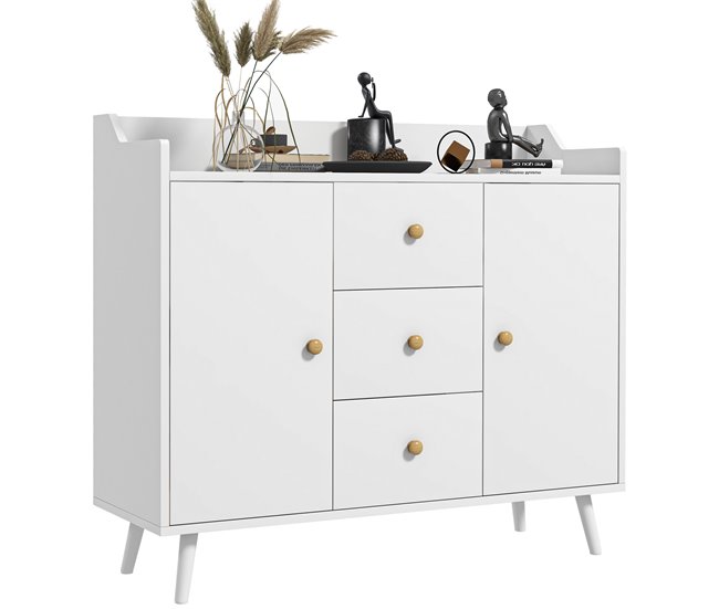 Aparador de Salón Melamina de Madera HOMCOM Blanco