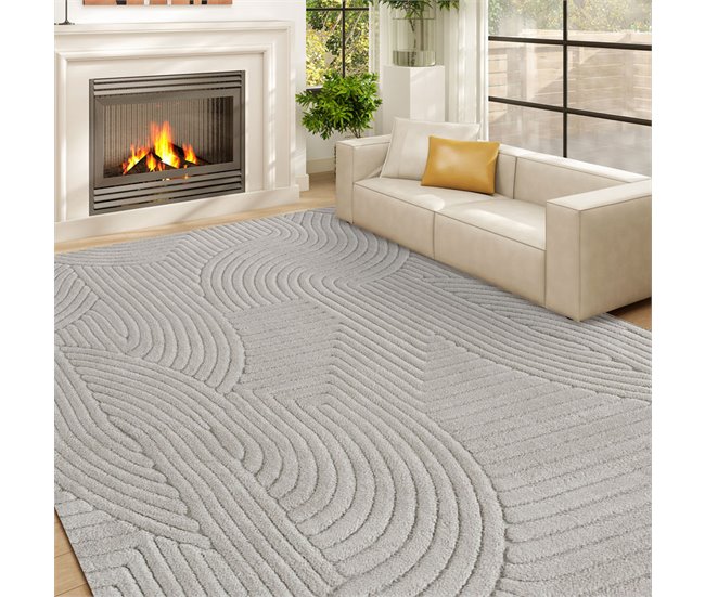 Alfombra para Salón Poliéster HOMCOM, hogar - decoración Gris