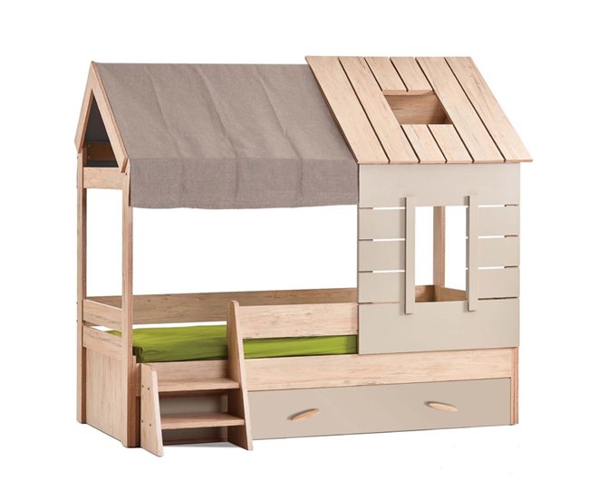 Cama infantil casita + cajón Gris