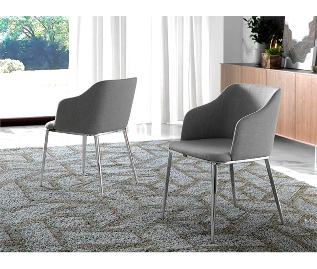 ANGEL CERDA Silla comedor tapizada tela gris Gris