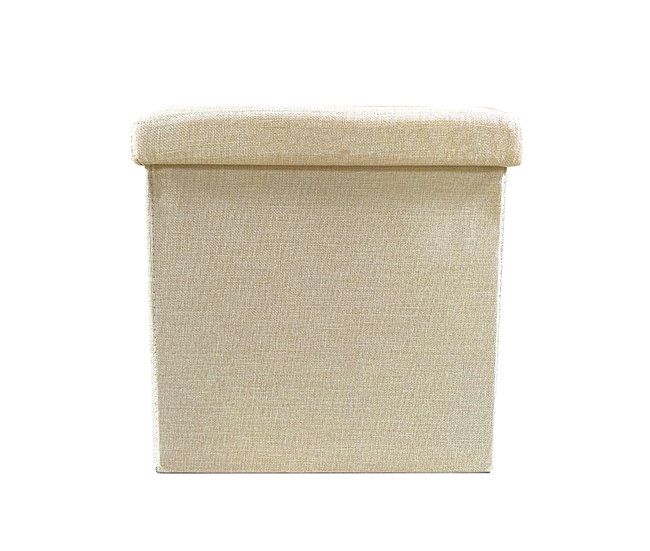 Puff Ottoman de Almacenaje Cuadrado Plegable Beige