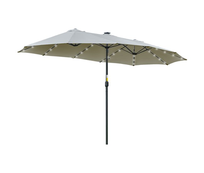 Sombrilla Doble Acero, Poliéster Outsunny Gris