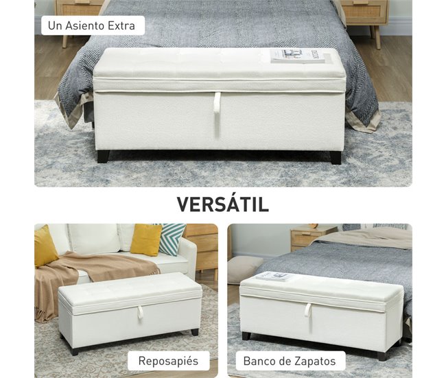 Banco de Almacenaje Lino, MDF HOMCOM 120x40 Crudo