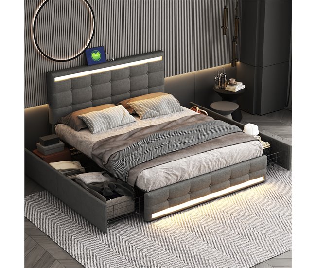 Camas de matrimonio Gris