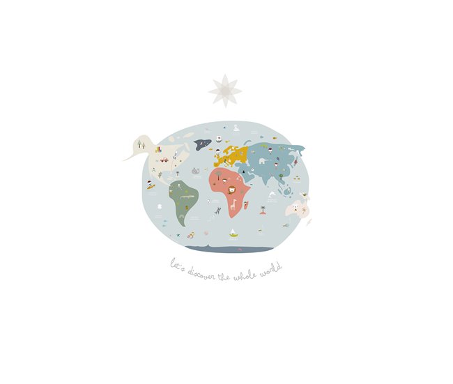 COLCHA BOUTI REVERSIBLE MAPA MUNDI Multicolor
