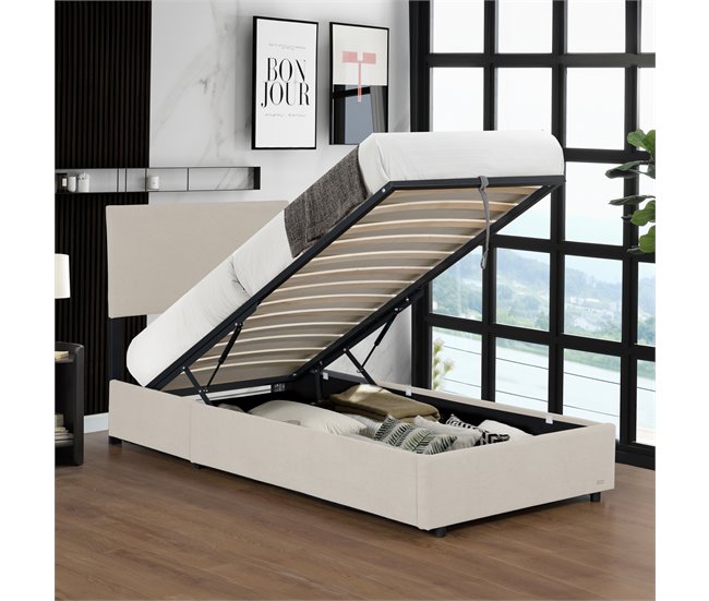 Cama tapizada Juva con somier abatible 