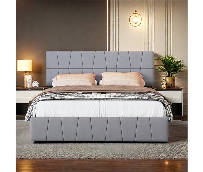 Cama, 4 cajones, cama doble, cama para adolescentes 164x209 Gris