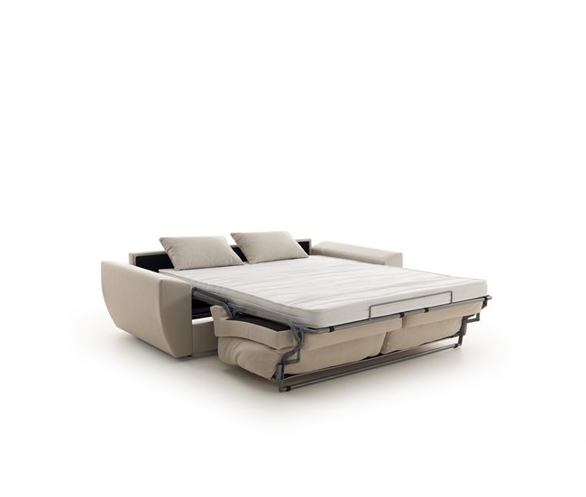 Sofá Cama Italiano Mónaco 3 Plazas  Tela Antimanchas Blanco