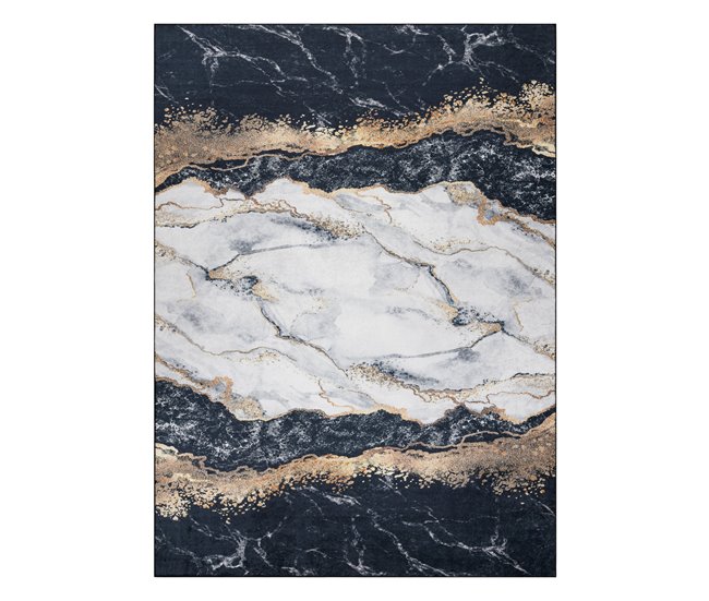Alfombra lavable ANDRE 1124 Mármol 160x220 Negro