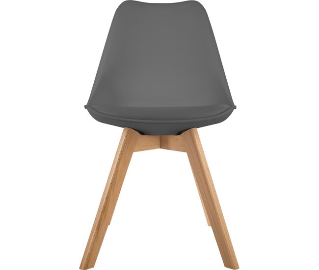 Silla de cocina BAYA plástico y patas de madera Gris
