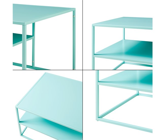 Mesa de centro Solund rectangular acero 60x90 Azul Claro