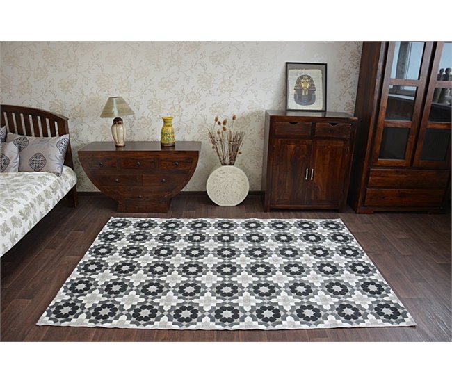 Alfombra LISBOA Flores 80x150 Gris