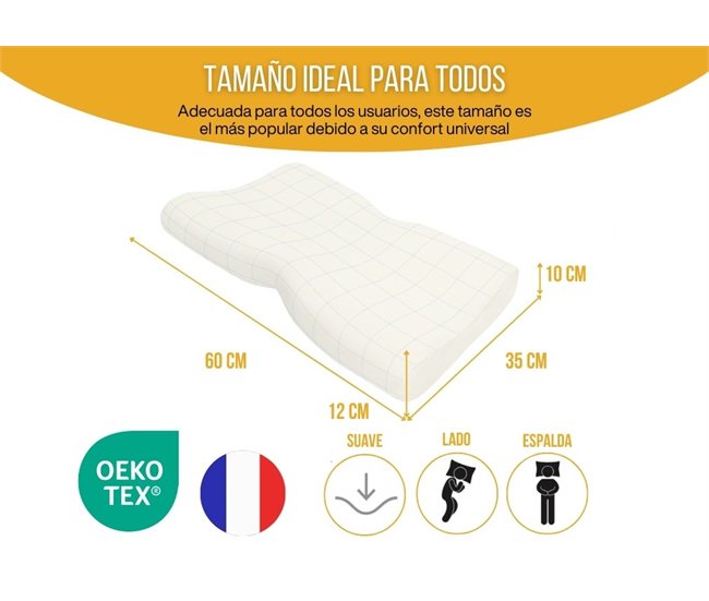 Almohada Ergonómica Cervical DUO con Funda de Bambú Blanco