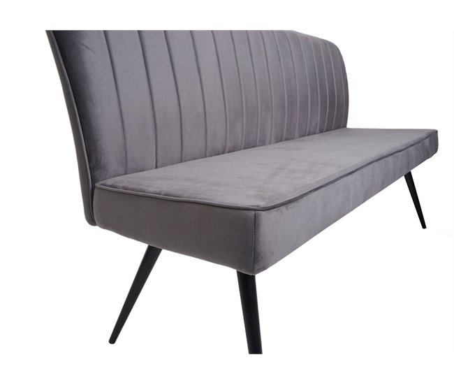 Banco sofá comedor tapizado con respaldo en terciopelo Gris