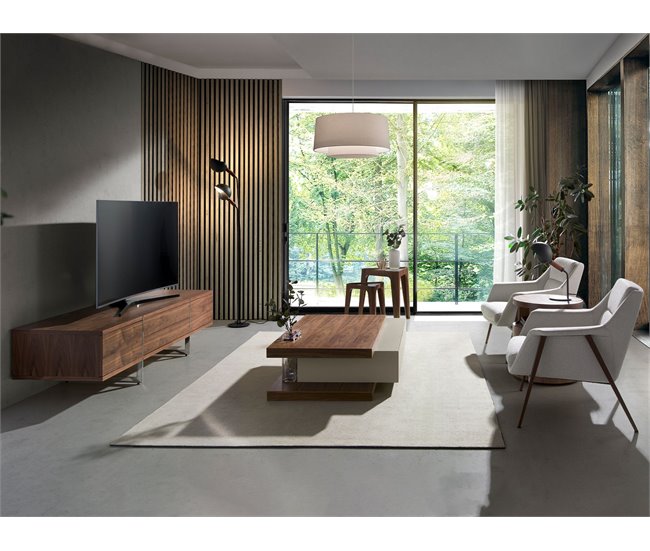 ANGEL CERDA Mueble TV nogal y acero cromado Nogal