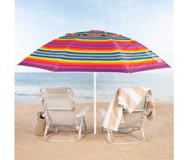 Aktive Sombrilla playa antiviento 8 varillas rayas Multicolor