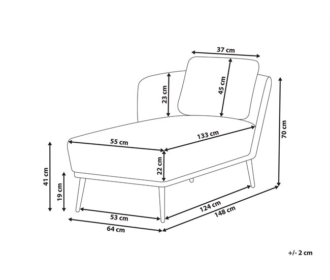 Beliani Chaise longue derecho Bouclé ARTHEZE Beige